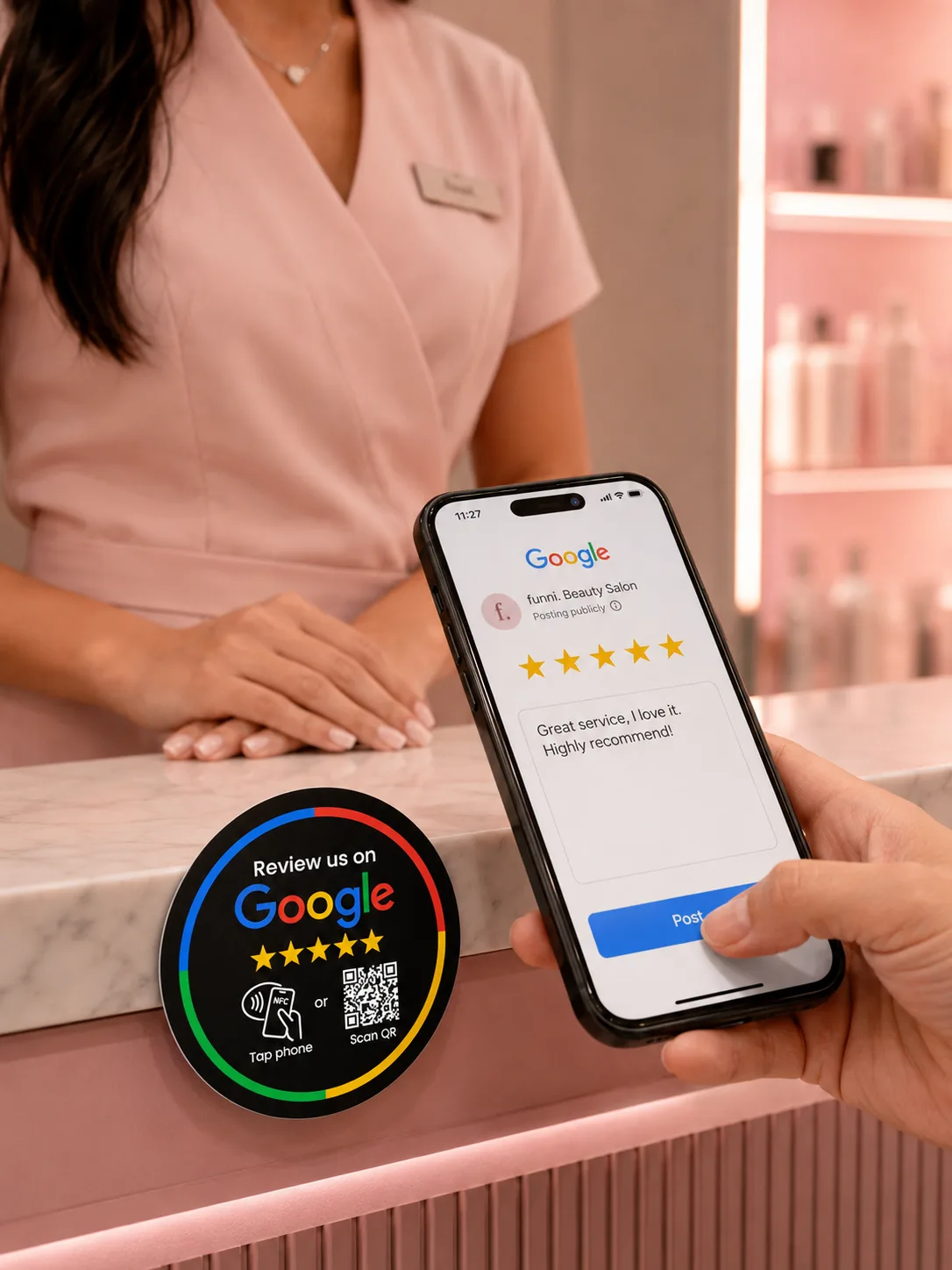 Smart NFC Tap Card being handed to a customer