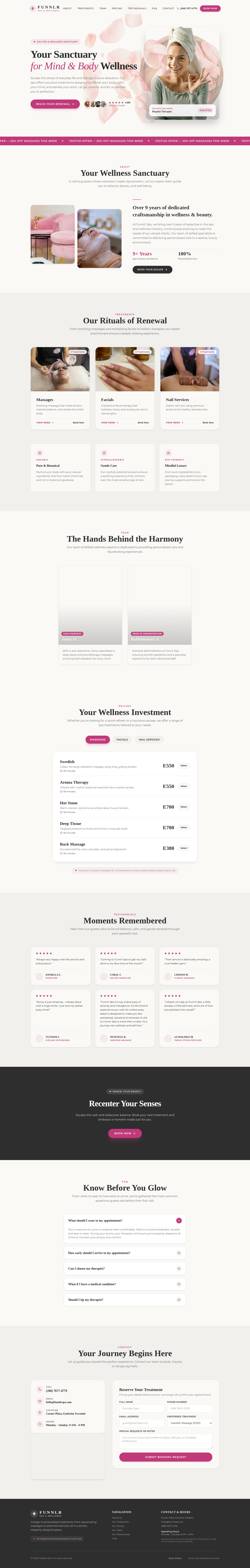 Funnlr Spa & Wellness luxury landing page